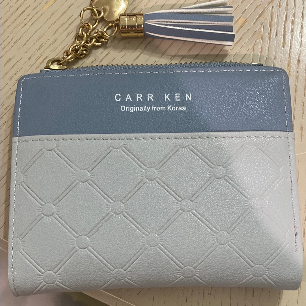 Carr Ken Blue and Gray Wallet with Tassel